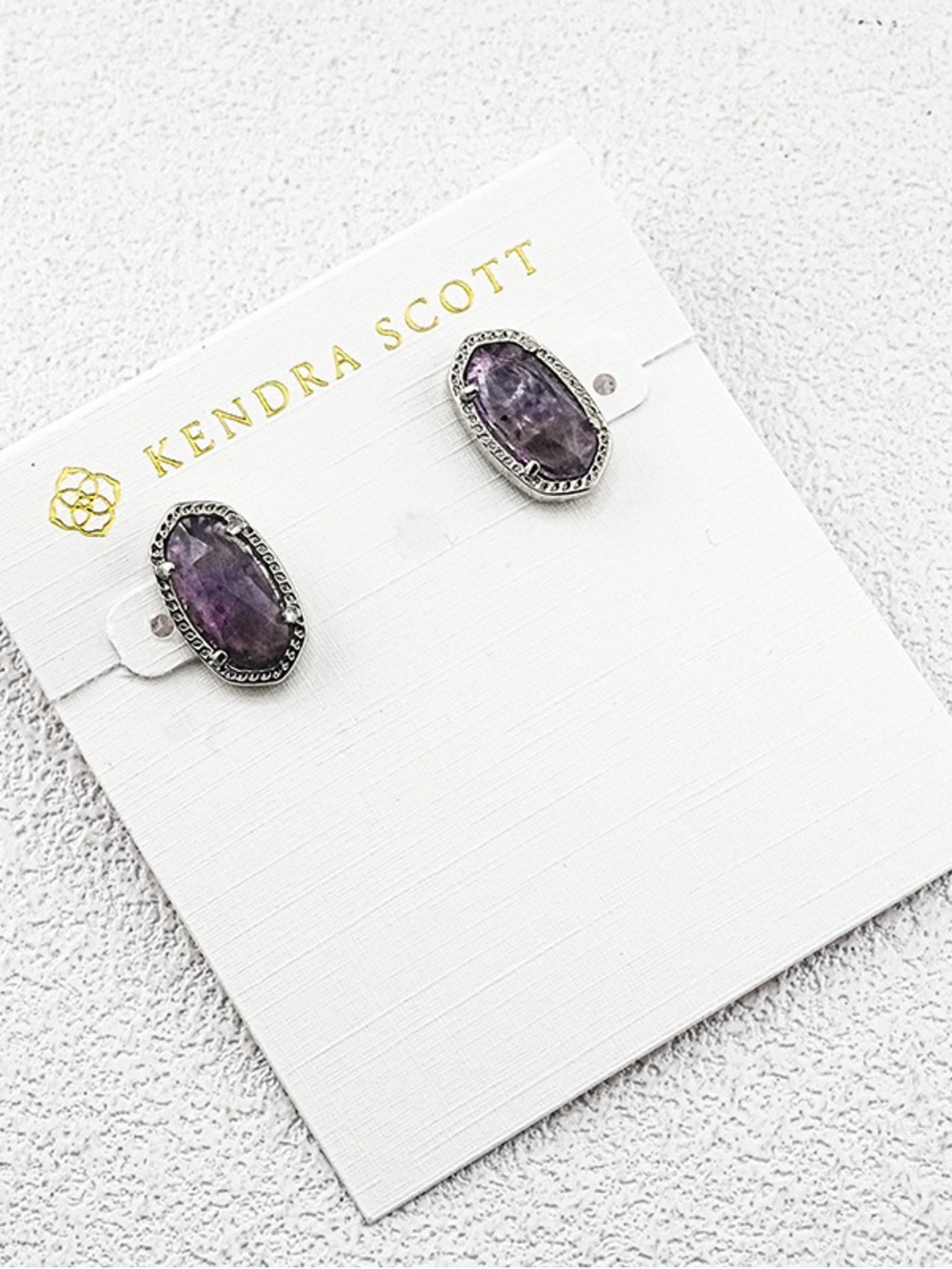 Kendra Scott Faceted Amethyst Oval Stud Earrings - Silver
